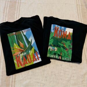 2 Vintage Starbucks Coffee Hawaii men’s large shirts Kauai coffee Kona coffee